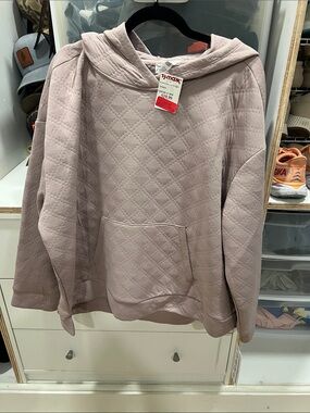 RBX Quilted Hooded Pullover Sweatshirt in Dusty Mauve
